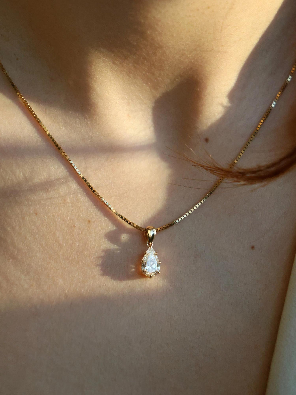 Pear Diamond Pendant Necklace | Multi Prong Teardrop Solitaire Necklace | valentine Gift