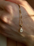Pear Diamond Pendant Necklace | Multi Prong Teardrop Solitaire Necklace | valentine Gift