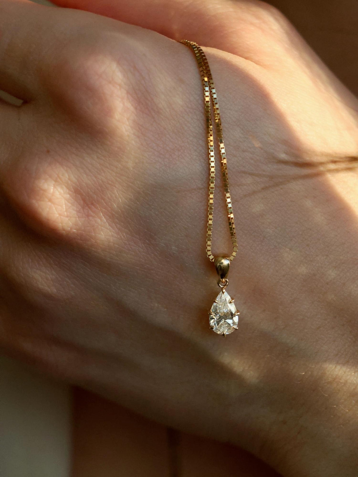 Pear Diamond Pendant Necklace | Multi Prong Teardrop Solitaire Necklace | valentine Gift