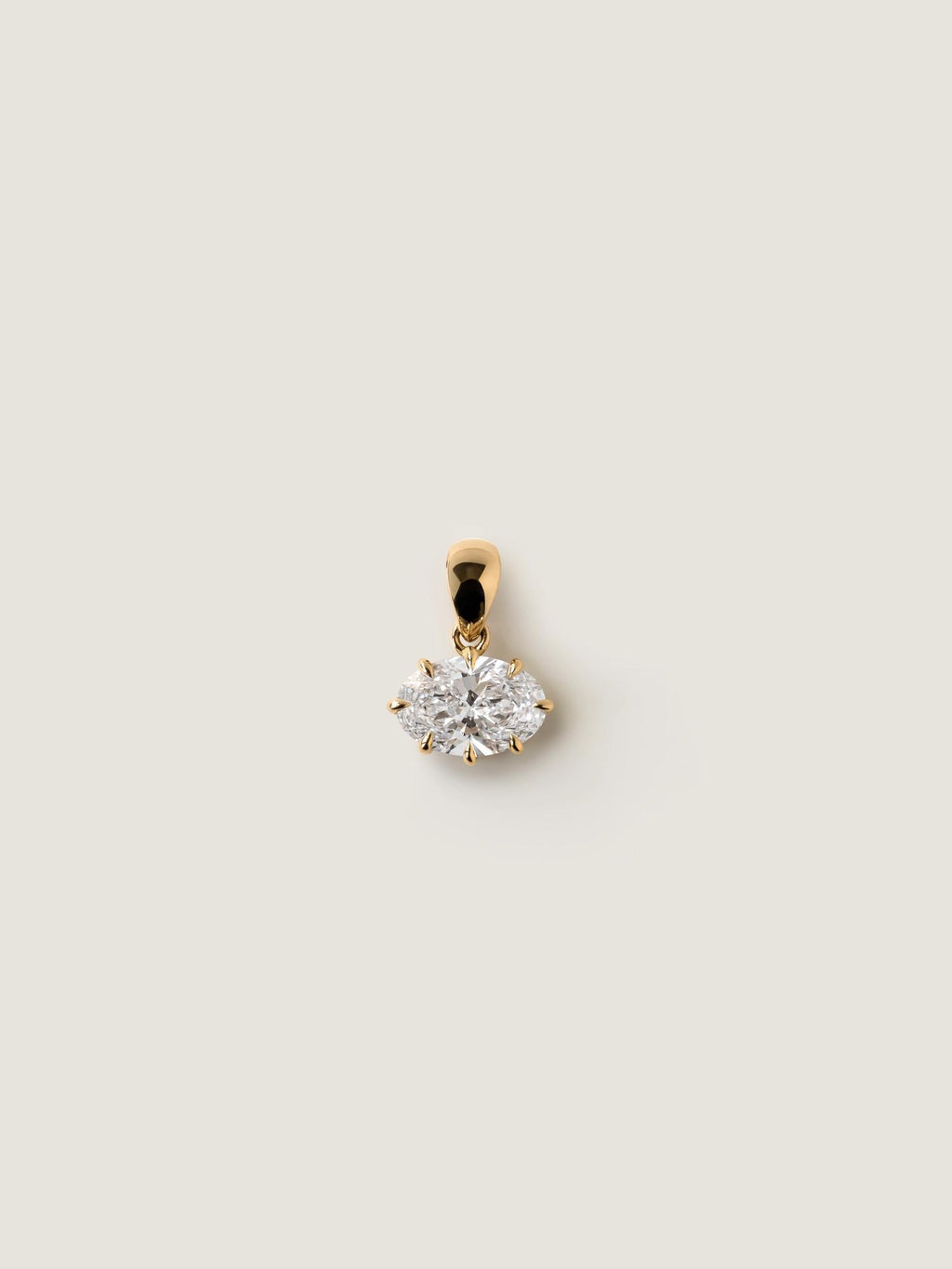 East-West Oval Cut Diamond Pendant Necklace | 18K Yellow Gold Pendent