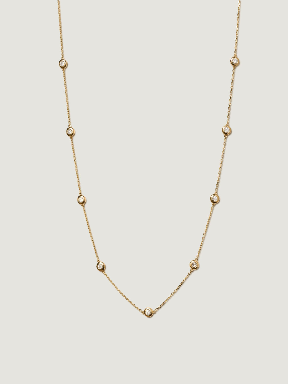Bezel-Set Round Diamond Station Necklace | Diamonds by the Yard Station Necklace