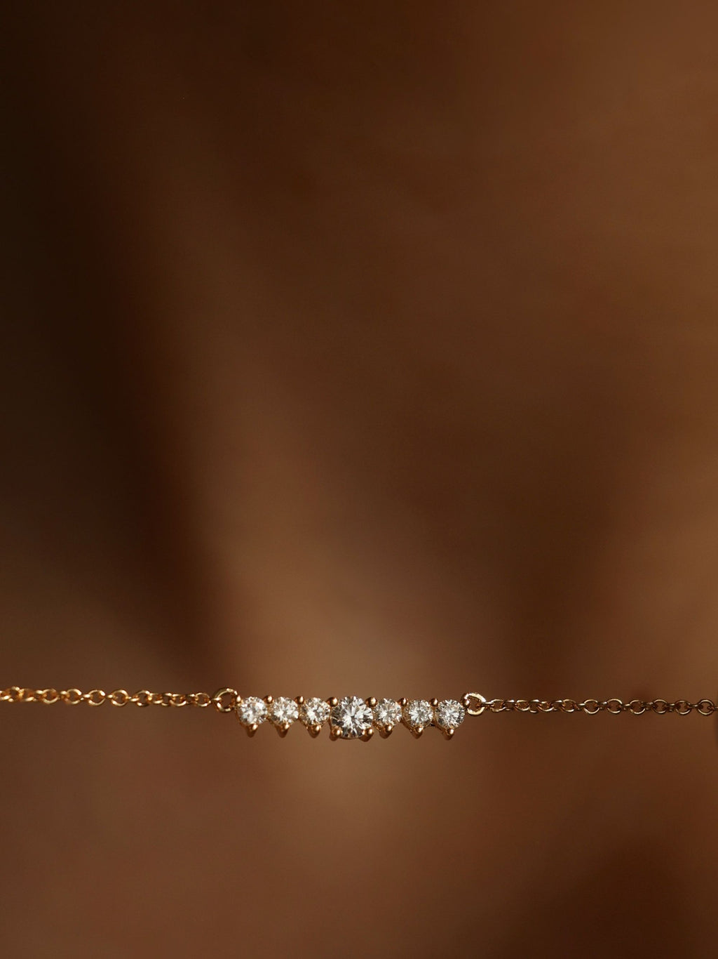Round Diamond Bar Necklace | | Curved Diamond Smile Pendent | Wedding Jewelry