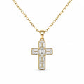 Baguette and Round Diamond Cross Pendant Necklace | Classic Religious Cross Pendant |  Birthday Gift