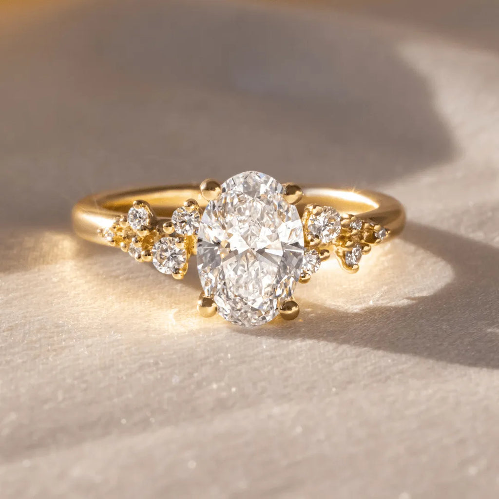 Oval Diamond Cluster Engagement Ring