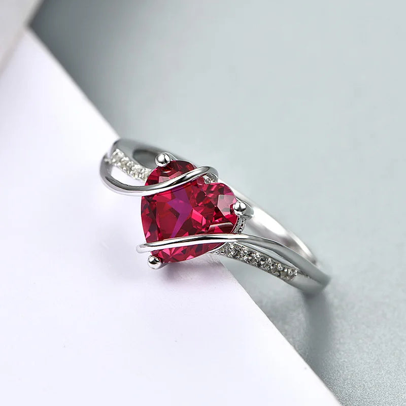 VVS1 D Color Heart Shape Ruby Promise Ring – 2.5 Carats
