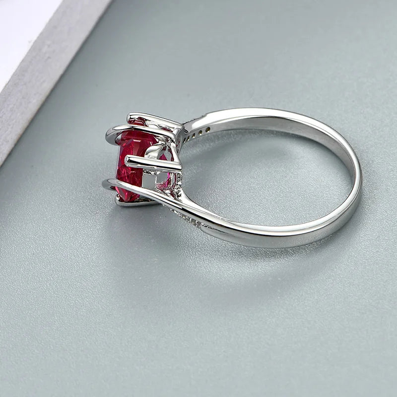 VVS1 D Color Heart Shape Ruby Promise Ring – 2.5 Carats