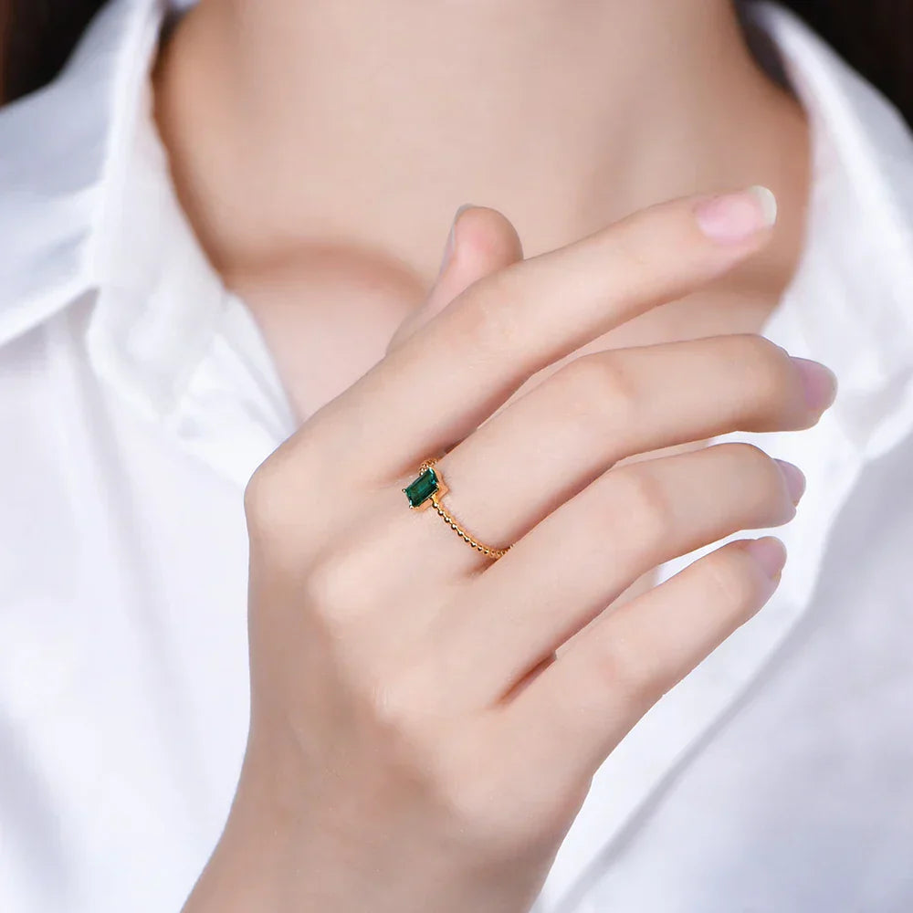 VVS1 6x4mm Emerald Gemstone Promise Ring
