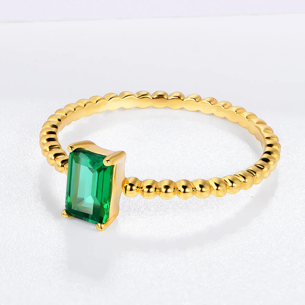 VVS1 6x4mm Emerald Gemstone Promise Ring