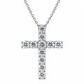 Round Diamond Shared-Prong Cross Pendant Necklace | Classic Solitaire Diamond Cross Pendent
