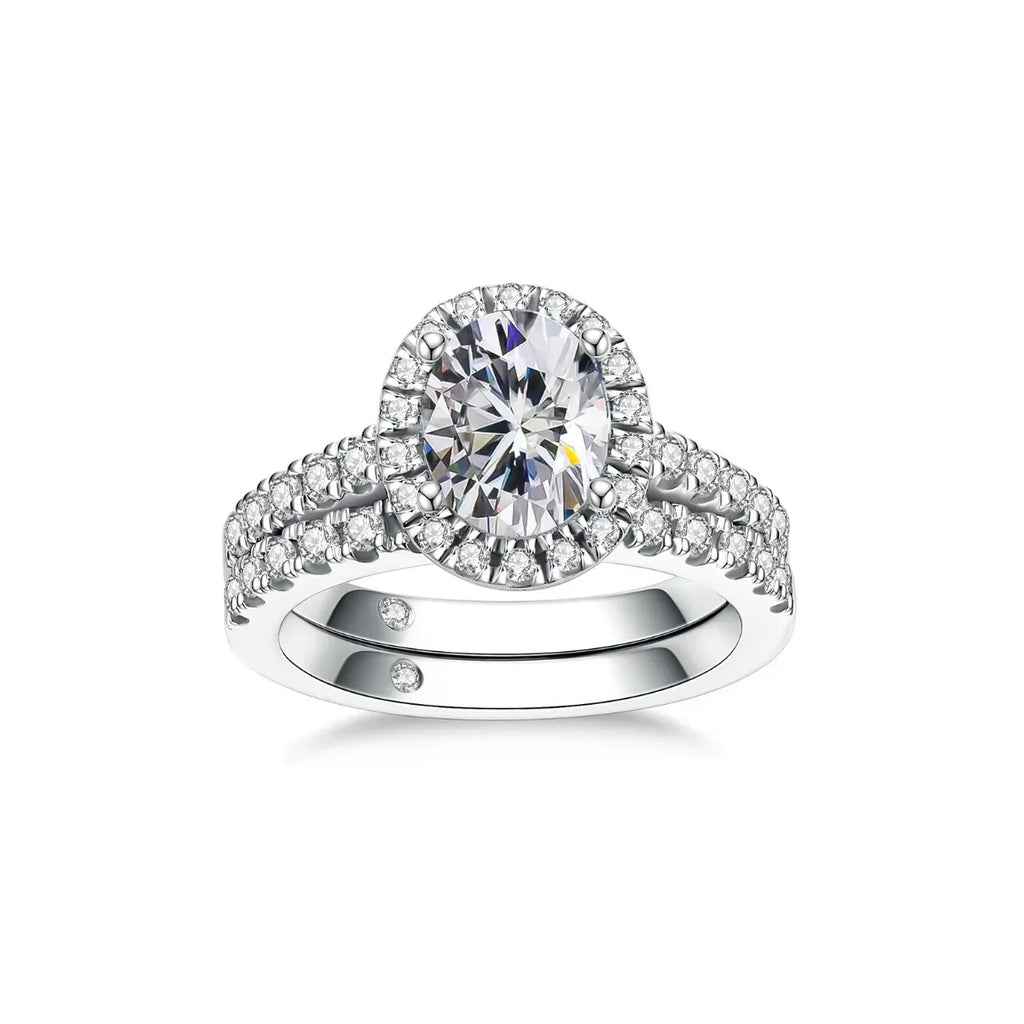 2 CT Oval Cut Moissanite Bridal Ring Set