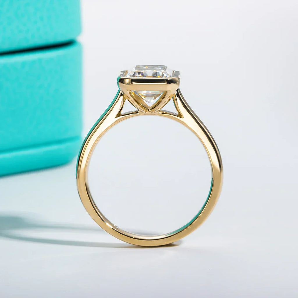 3CT Emerald Cut D Color Moissanite Engagement Ring