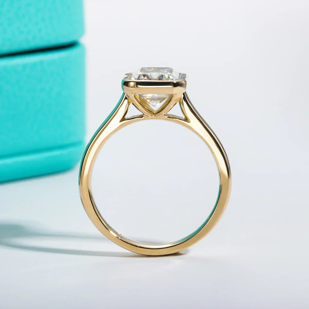 3CT Emerald Cut D Color Moissanite Engagement Ring