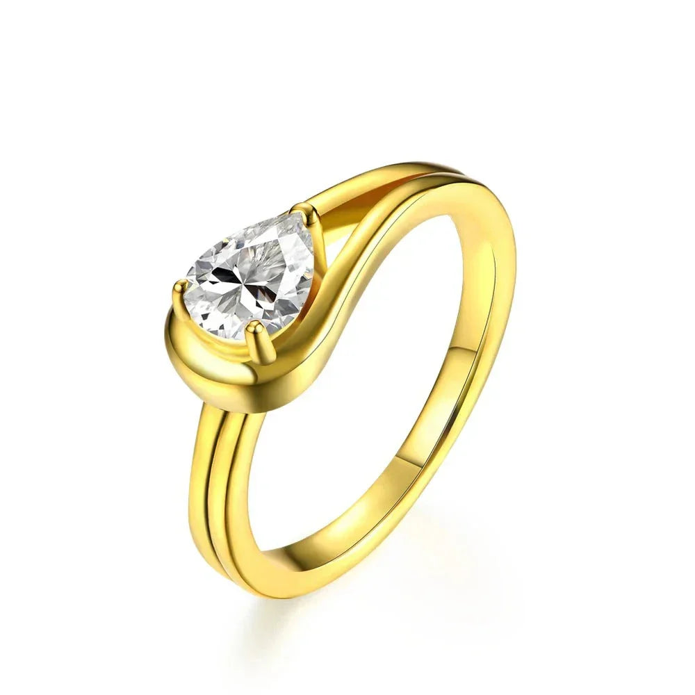 VVS1 D Color Pear Cut Moissanite Promise Ring