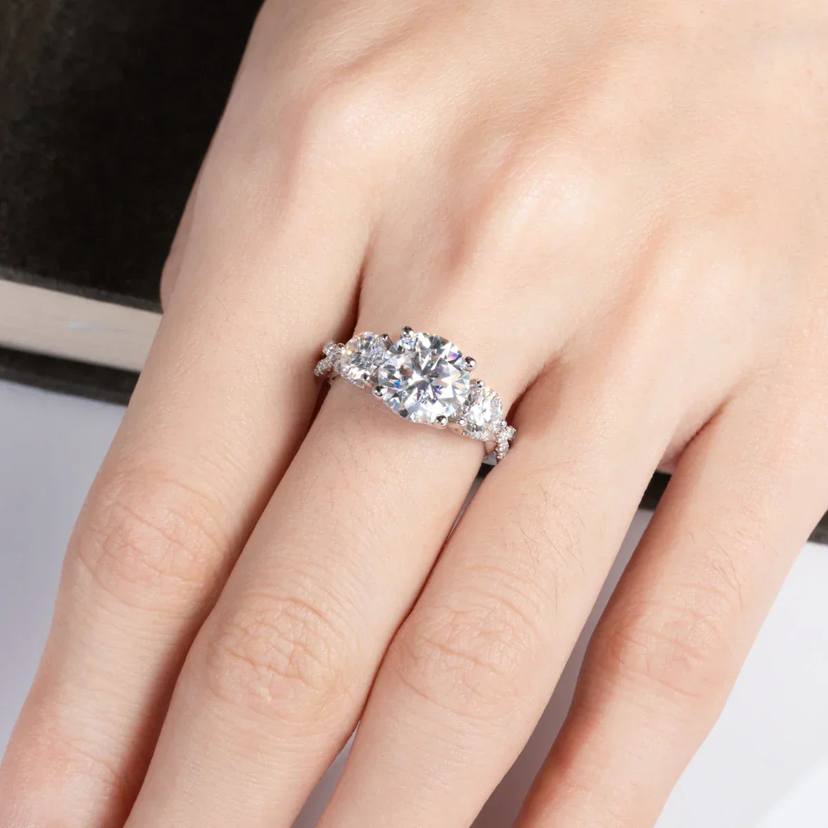 4.25 CTTW 3 Stone Infinity Engagement & Wedding Ring