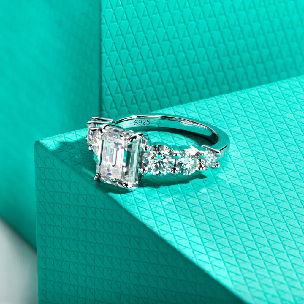 3 CT Emerald Cut Moissanite Engagement Ring