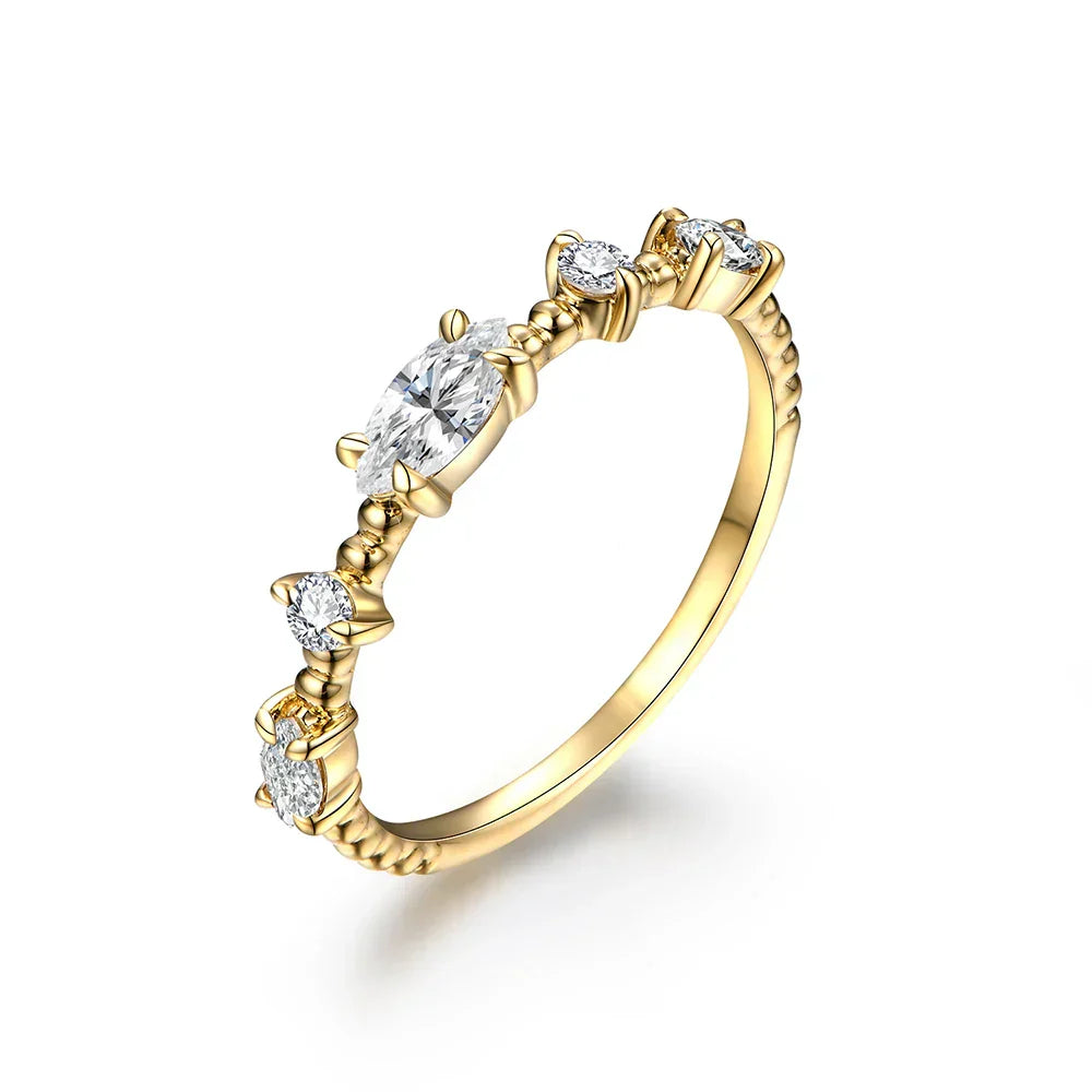 5 Stone VVS1 D Color Marquise Cut Moissanite Ring