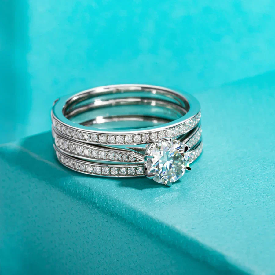 1 CT Moissanite Engagement Bridal Ring Set