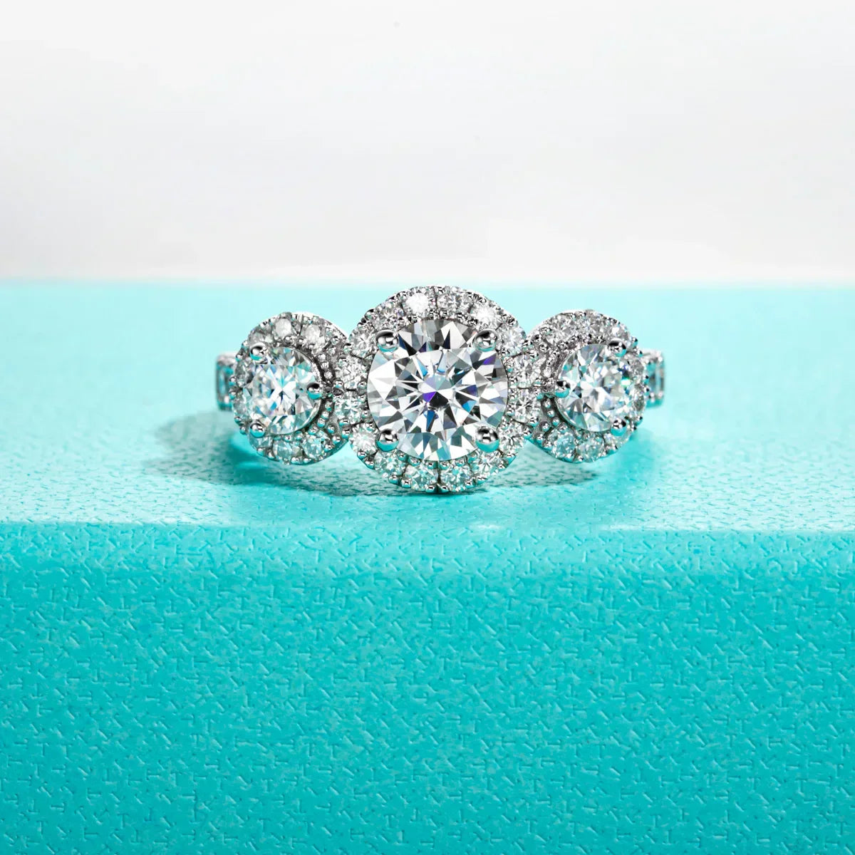 2.22 CTTW D Color Moissanite Engagement Ring