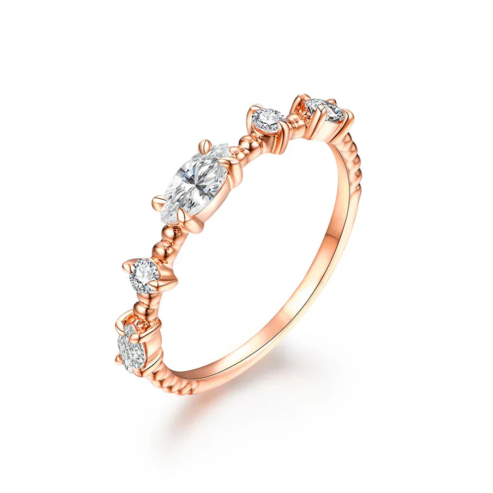 5 Stone VVS1 D Color Marquise Cut Moissanite Ring