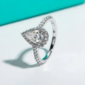 1CT Pear Cut Moissanite Halo Engagement Wedding Ring
