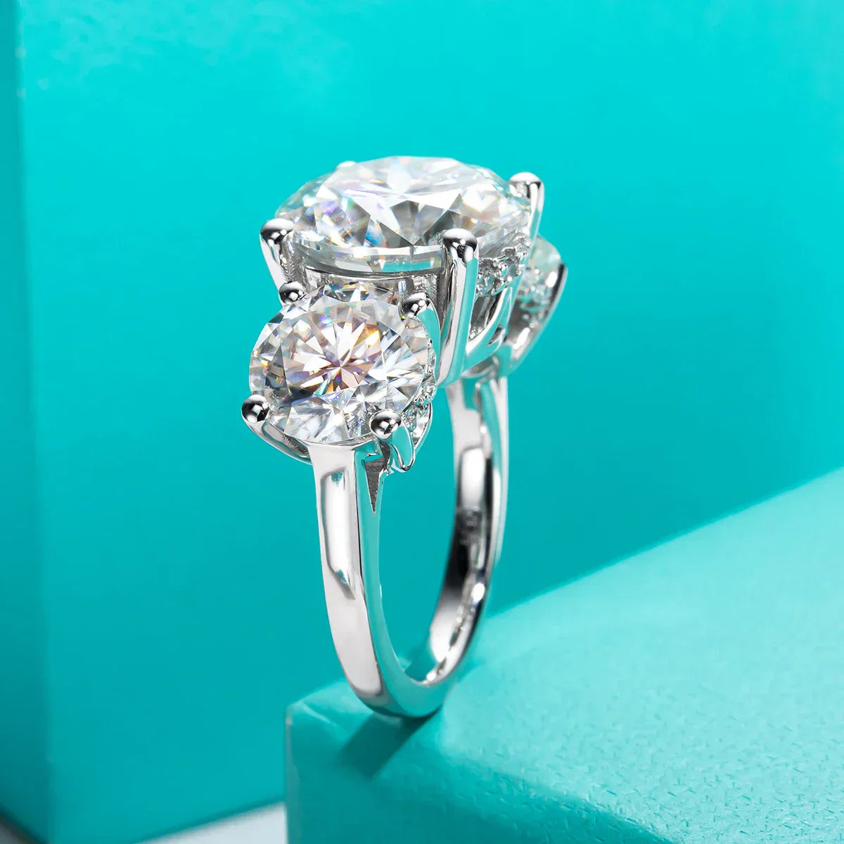 11CTTW Round Cut Moissanite Engagement Ring