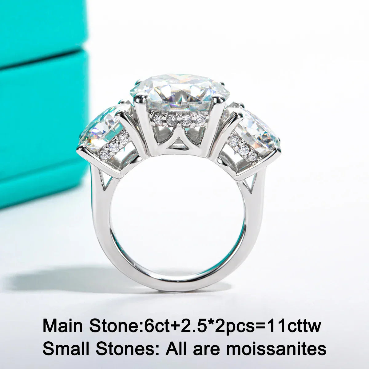 11CTTW Round Cut Moissanite Engagement Ring