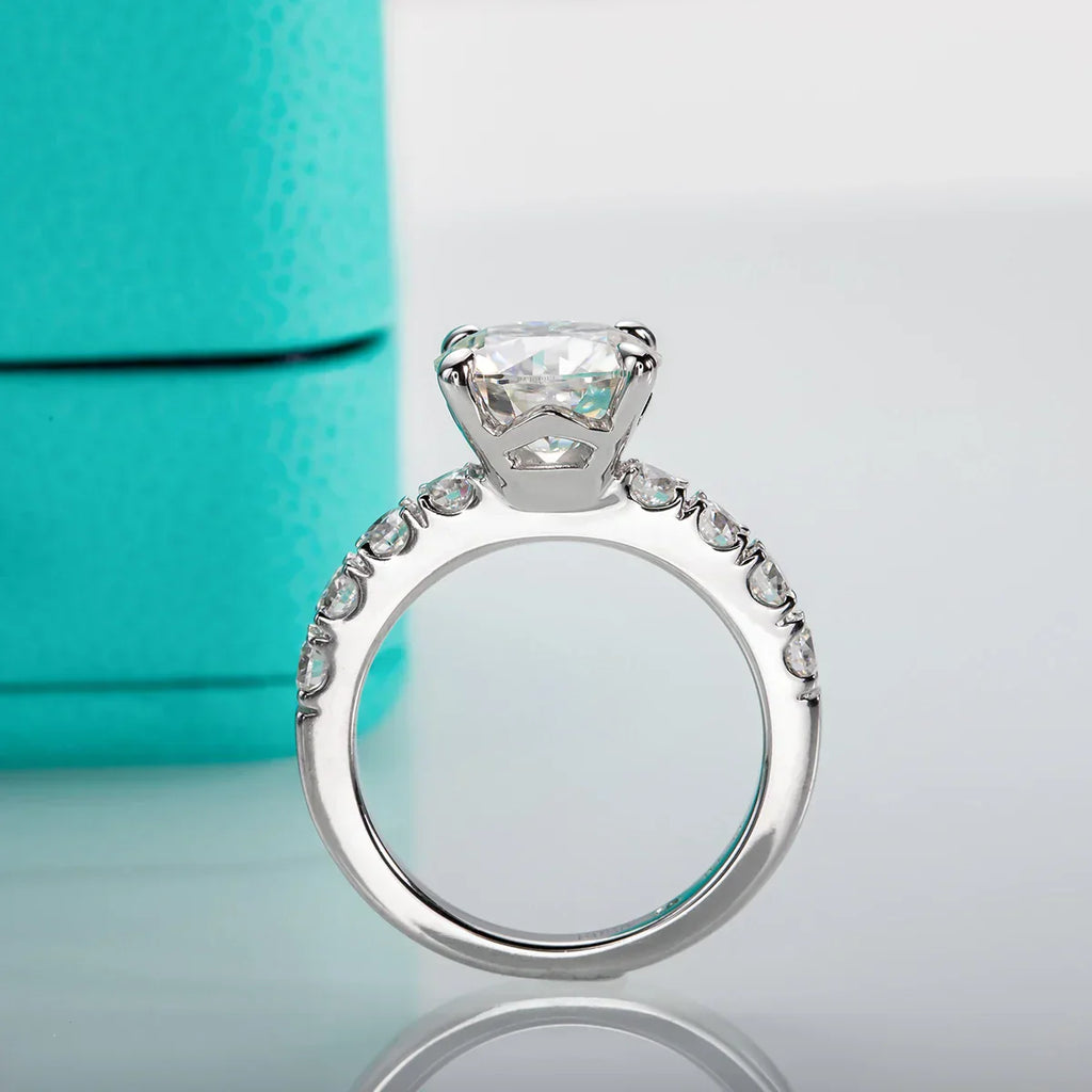 4.3CT D Color Moissanite Engagement Ring