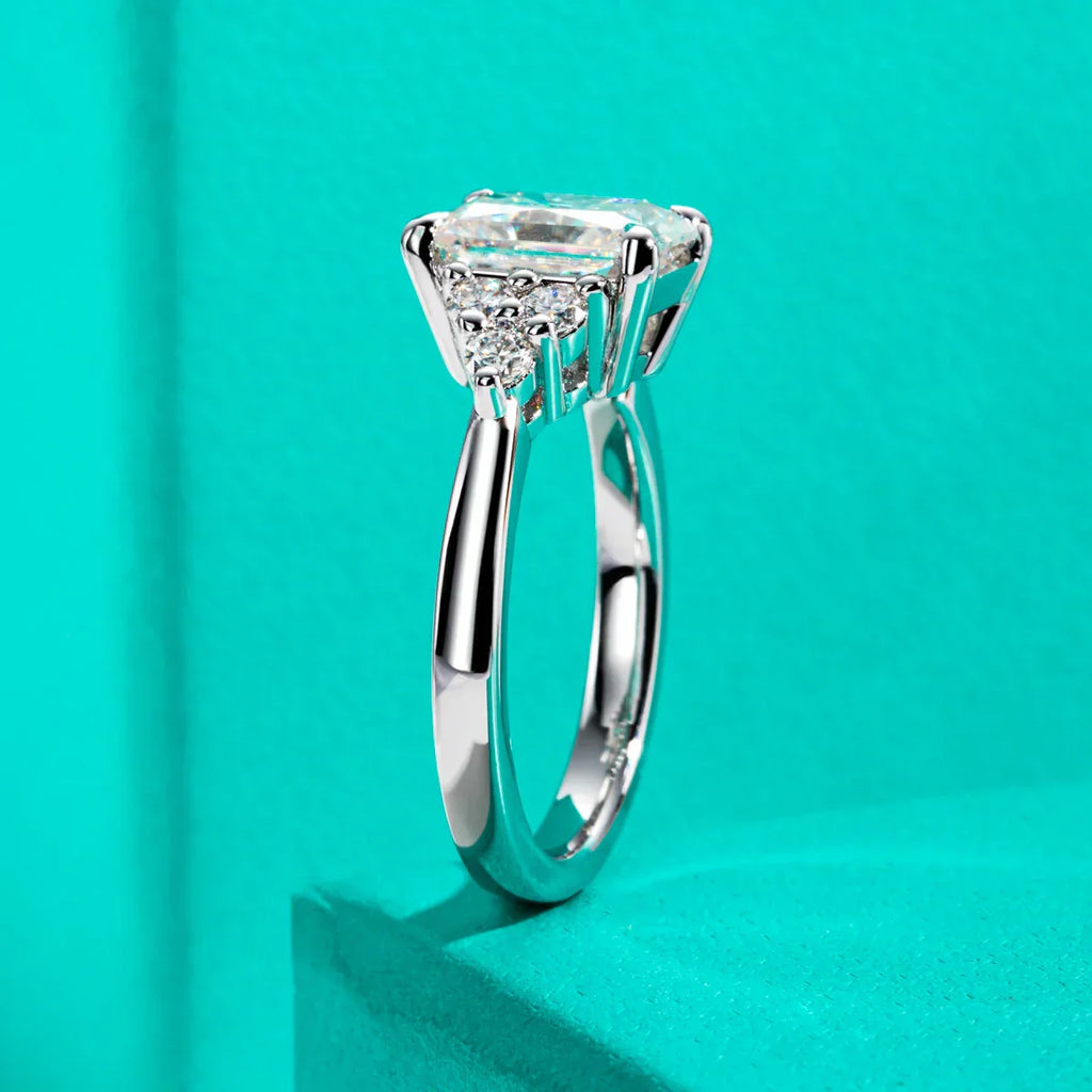 3CT Radiant Cut D Color Moissanite Engagement Ring