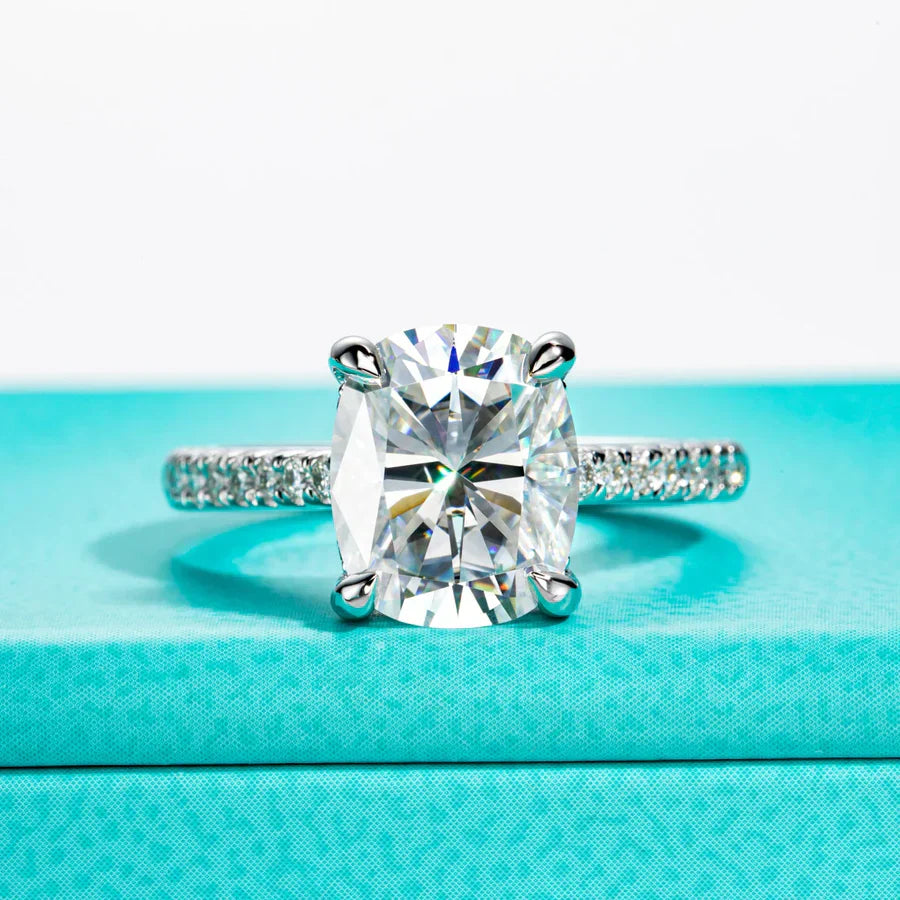5CT Cushion Cut D Color Moissanite Engagement Ring