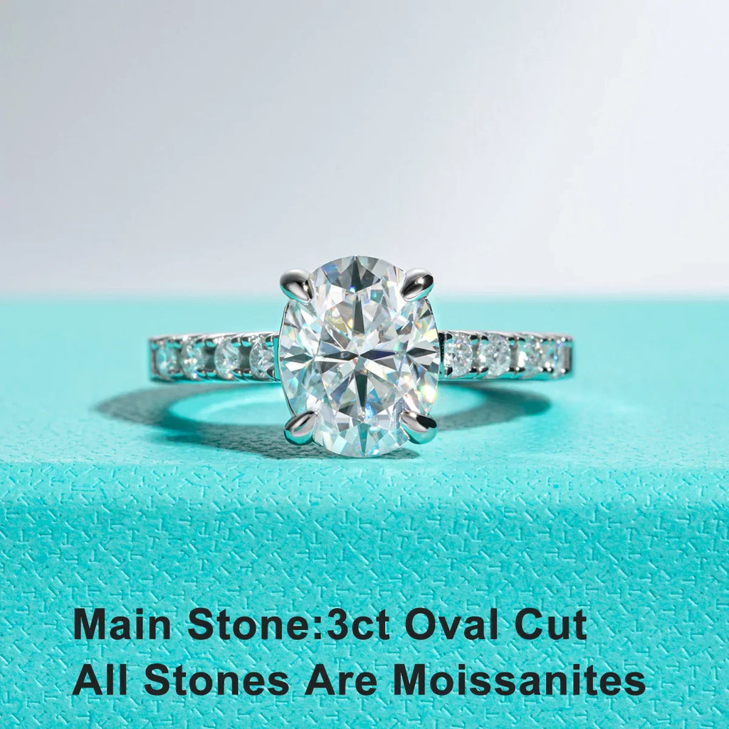 3 CT Oval Cut Moissanite Engagement Ring