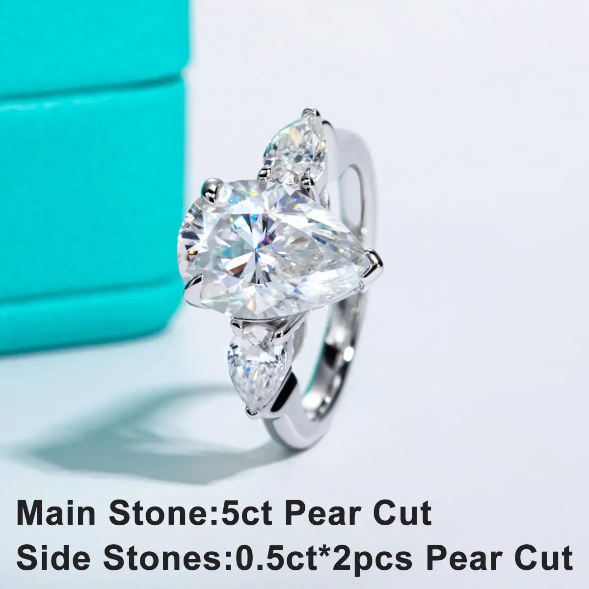 6 CTTW Pear Cut Moissanite Engagement Ring