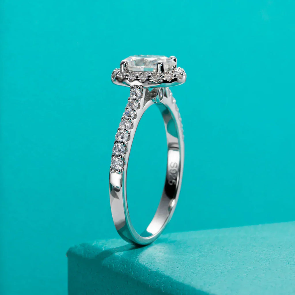 1 CT Oval Cut Moissanite Halo Engagement Wedding Ring