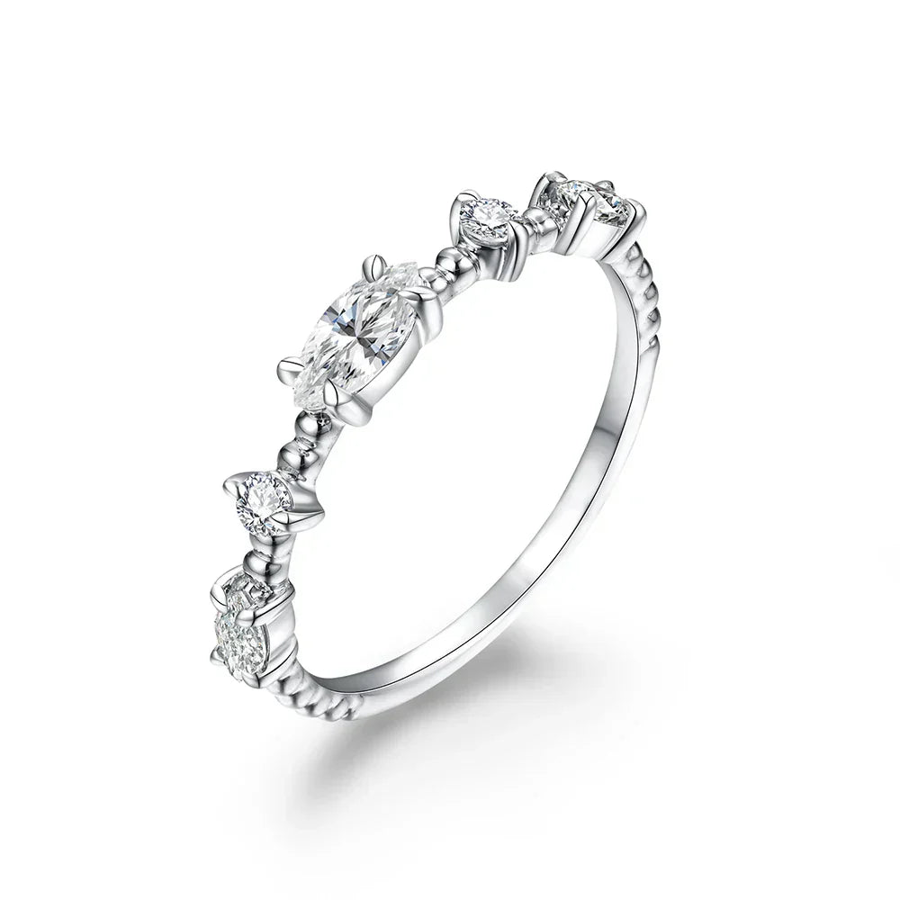 5 Stone VVS1 D Color Marquise Cut Moissanite Ring
