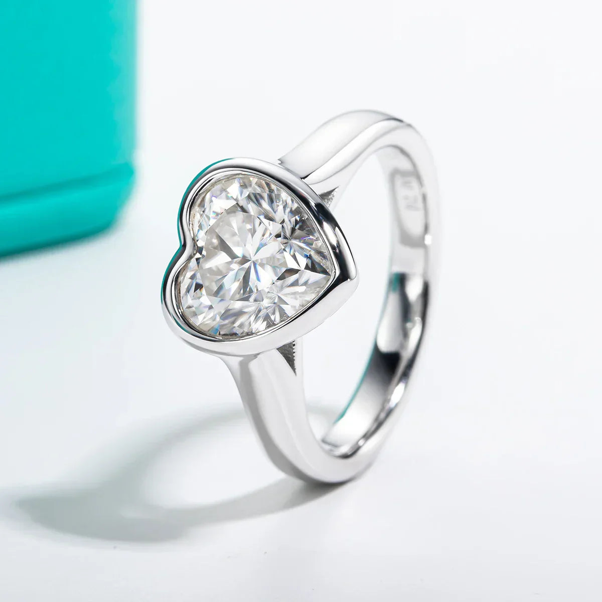 3 CT Heart Cut Moissanite Engagement Bezel Ring