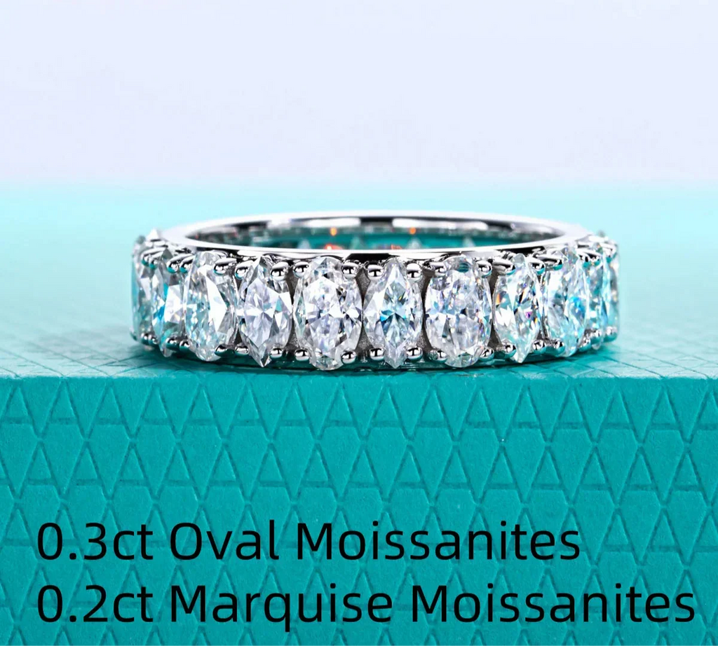 0.3 CT Oval & 0.2 CT Marquise Cut Moissanite Eternity Band