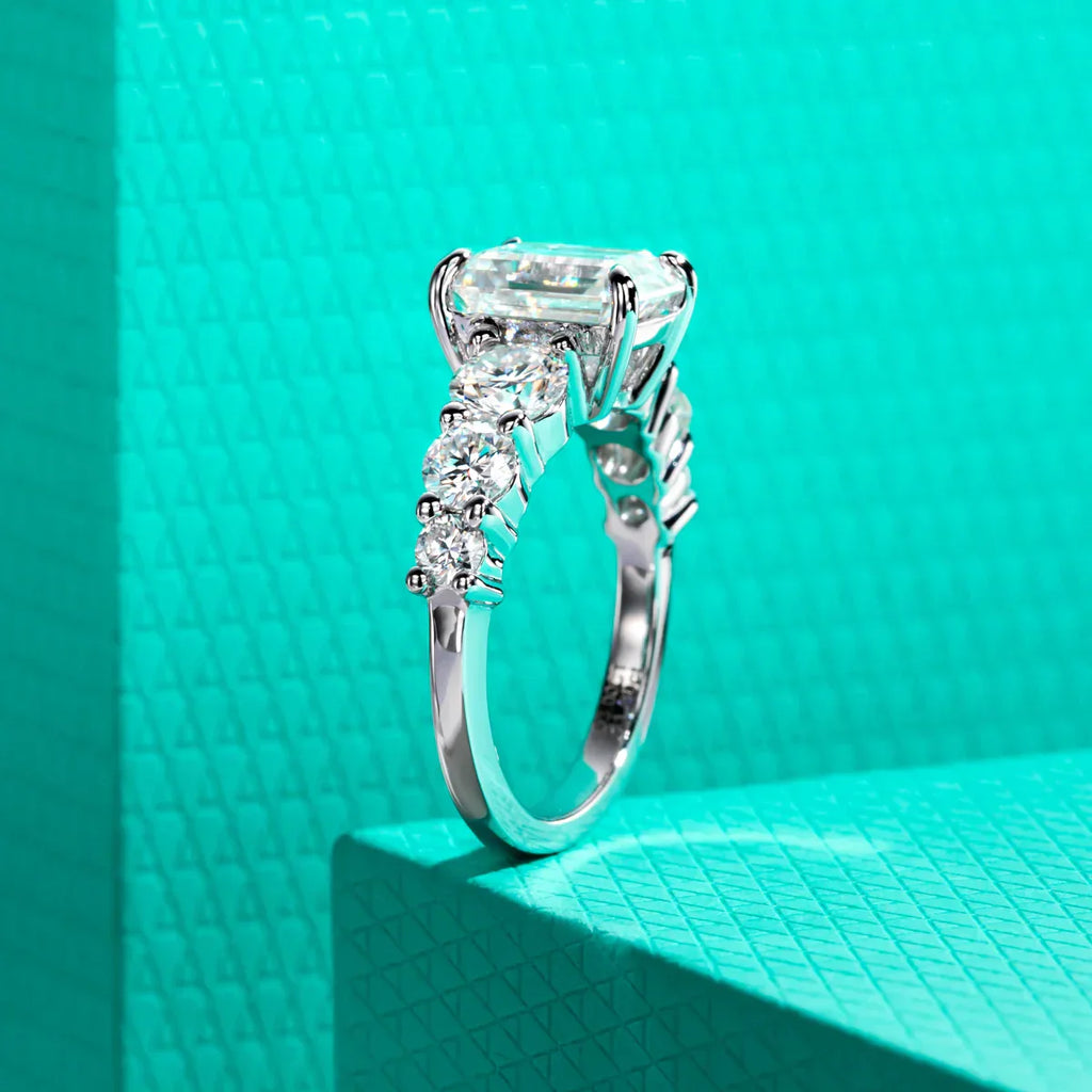 3 CT Emerald Cut Moissanite Engagement Ring