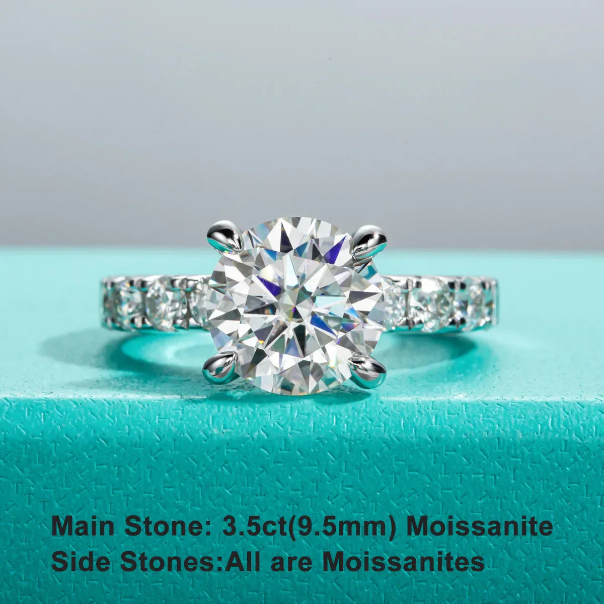 4.3CT D Color Moissanite Engagement Ring