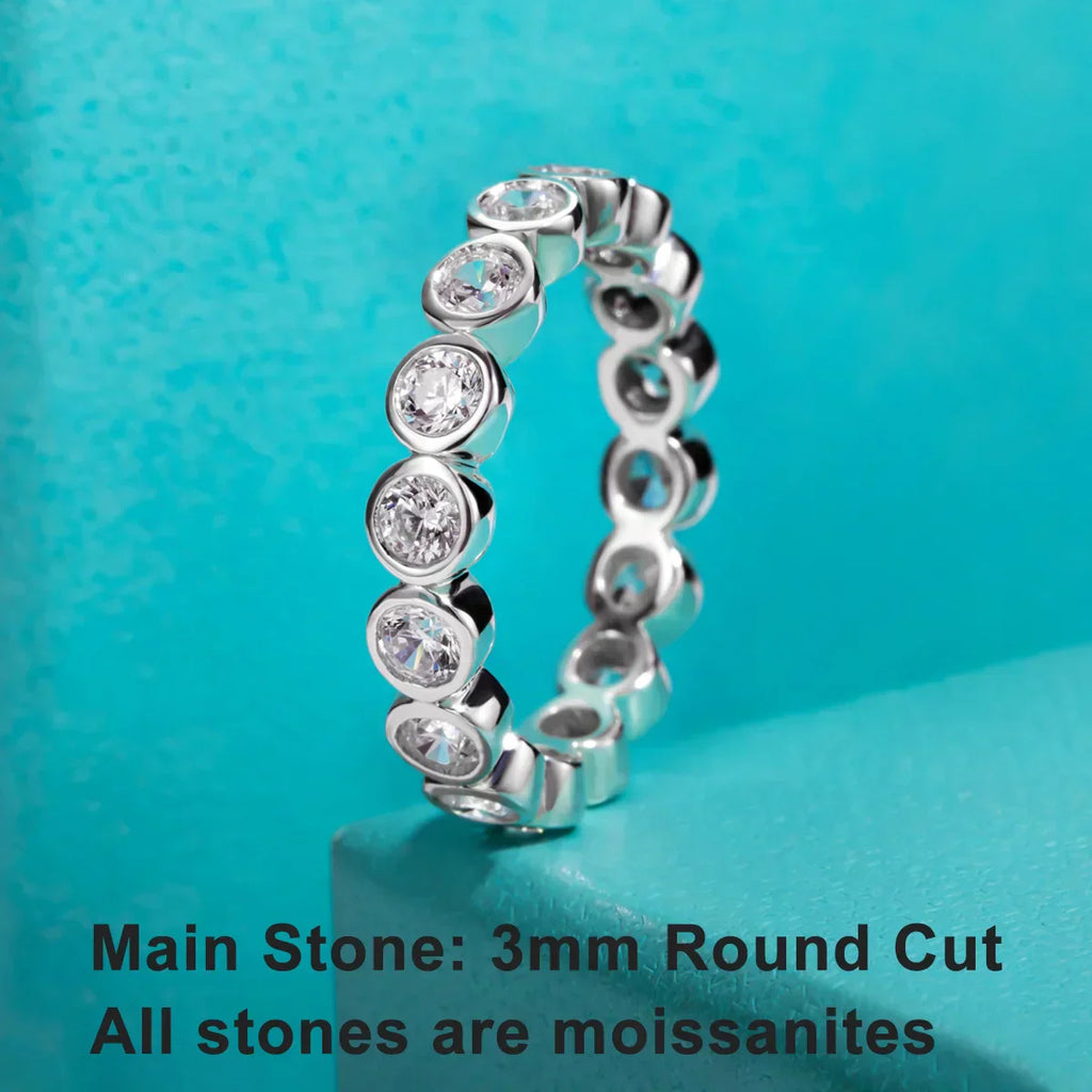 3MM Round Cut D Color Moissanite Eternity Band
