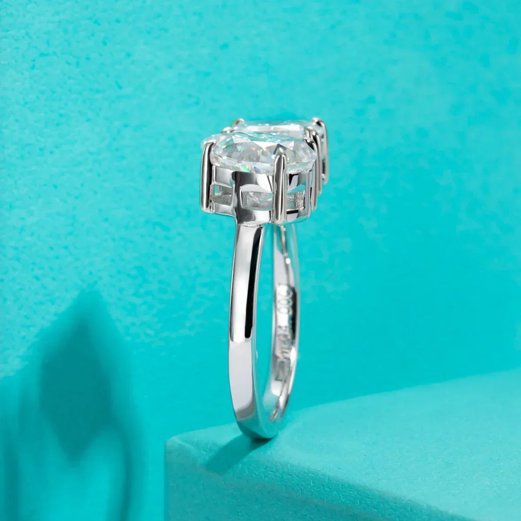 4.5 CTTW Radiant & Pear Cut Twins Moissanite Engagement Ring