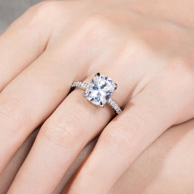5CT Cushion Cut D Color Moissanite Engagement Ring