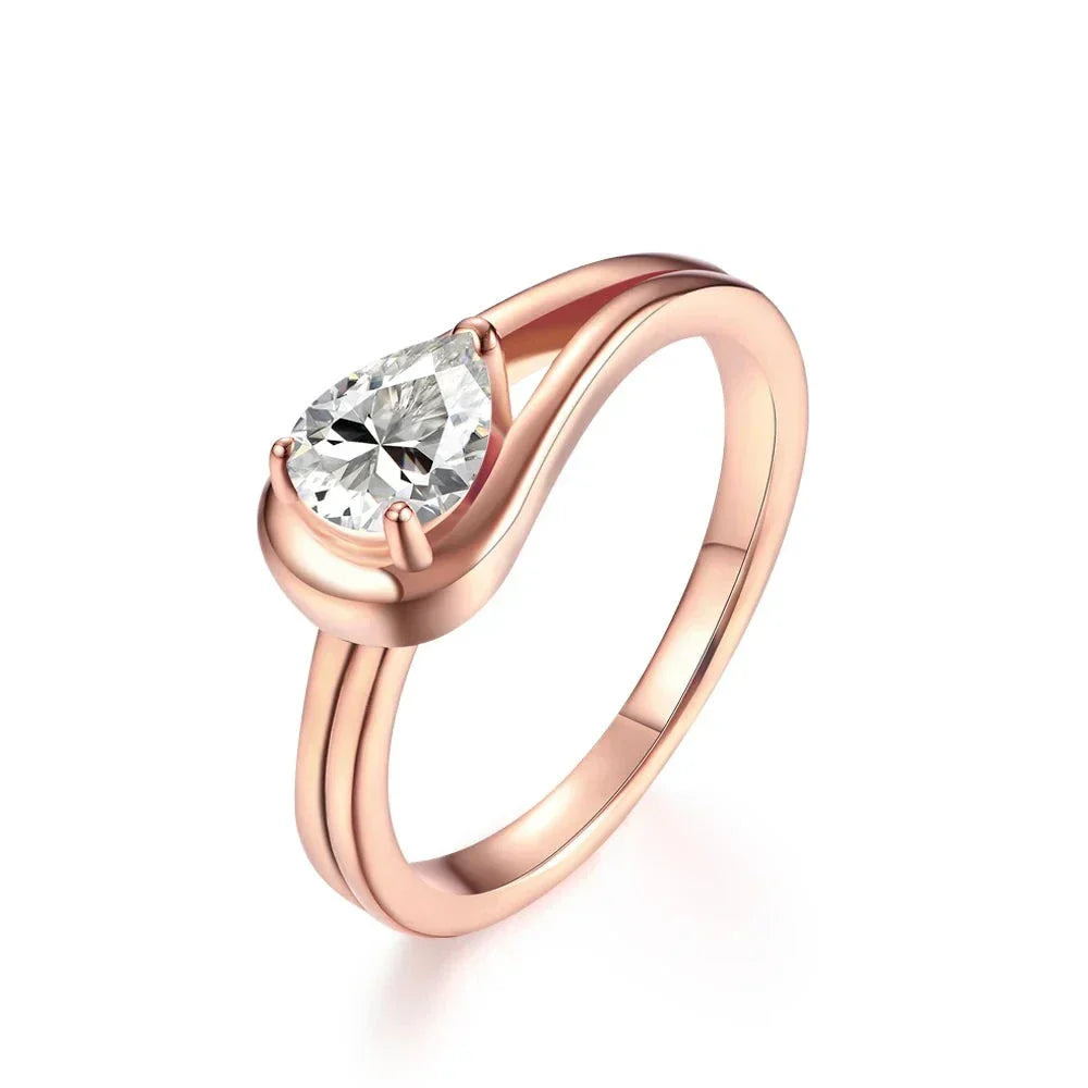 VVS1 D Color Pear Cut Moissanite Promise Ring
