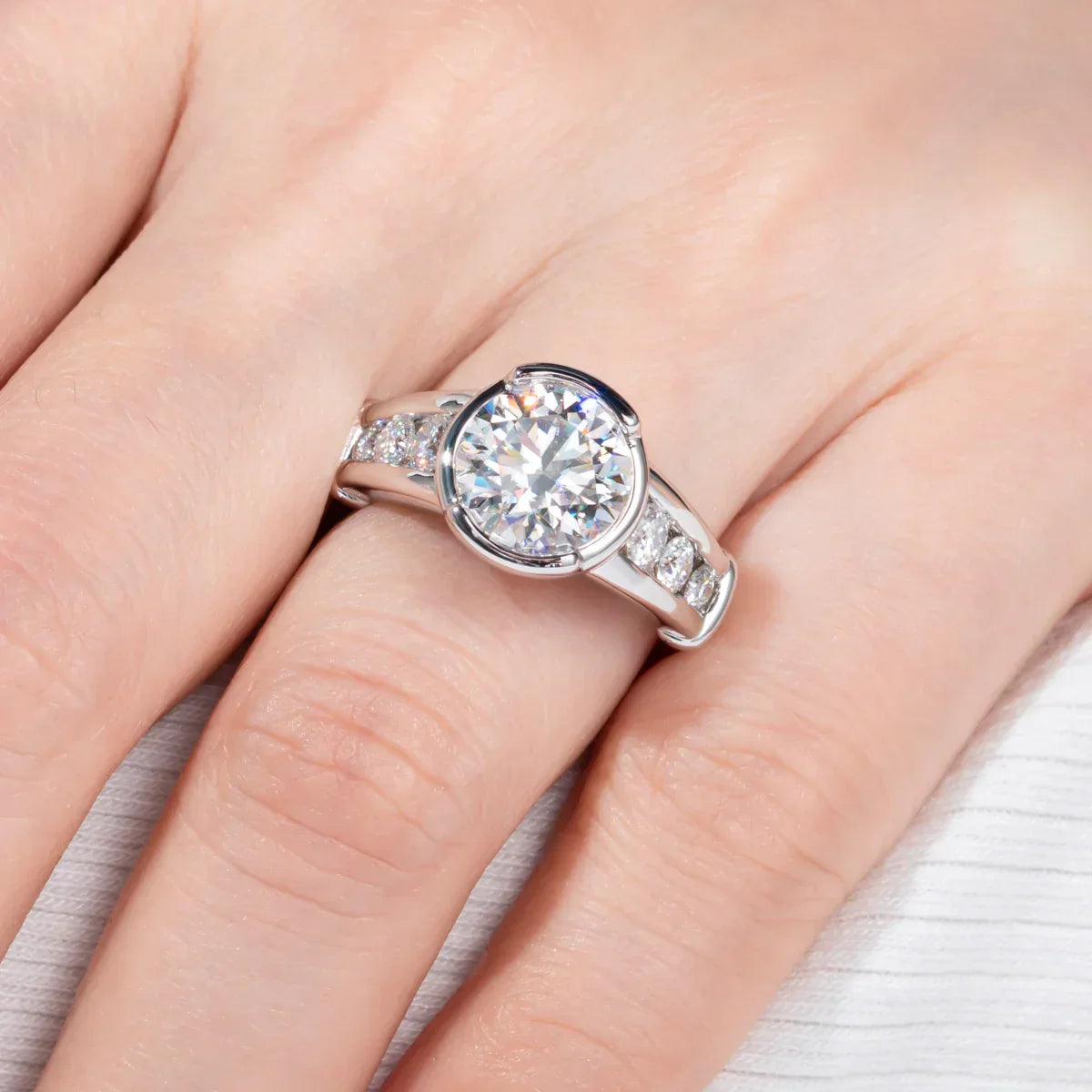 3 CT Round Cut Moissanite Engagement Ring