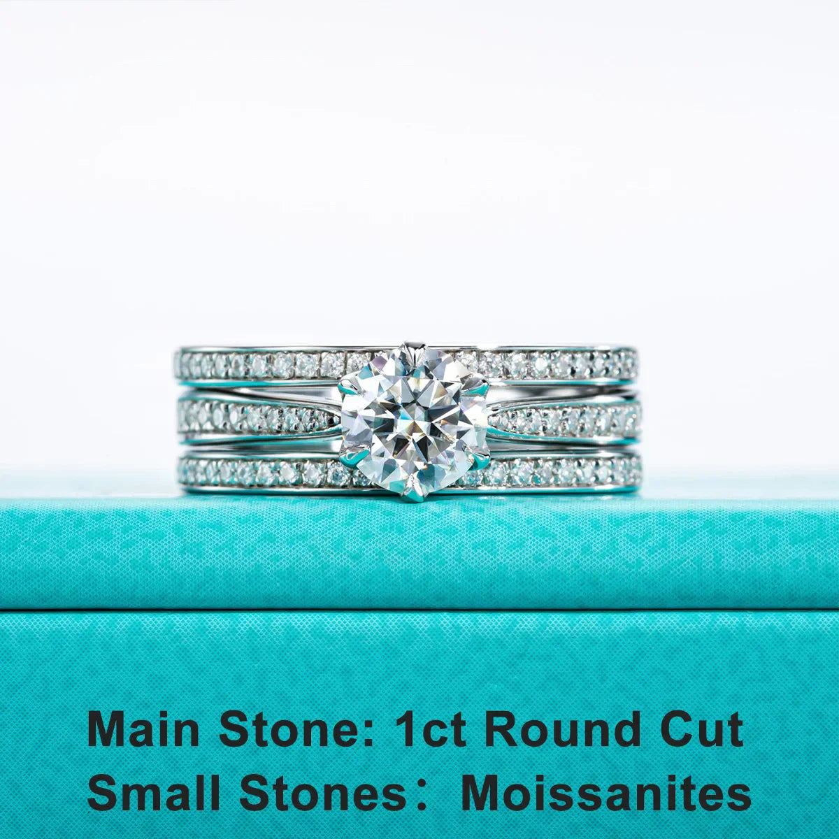 1 CT Moissanite Engagement Bridal Ring Set