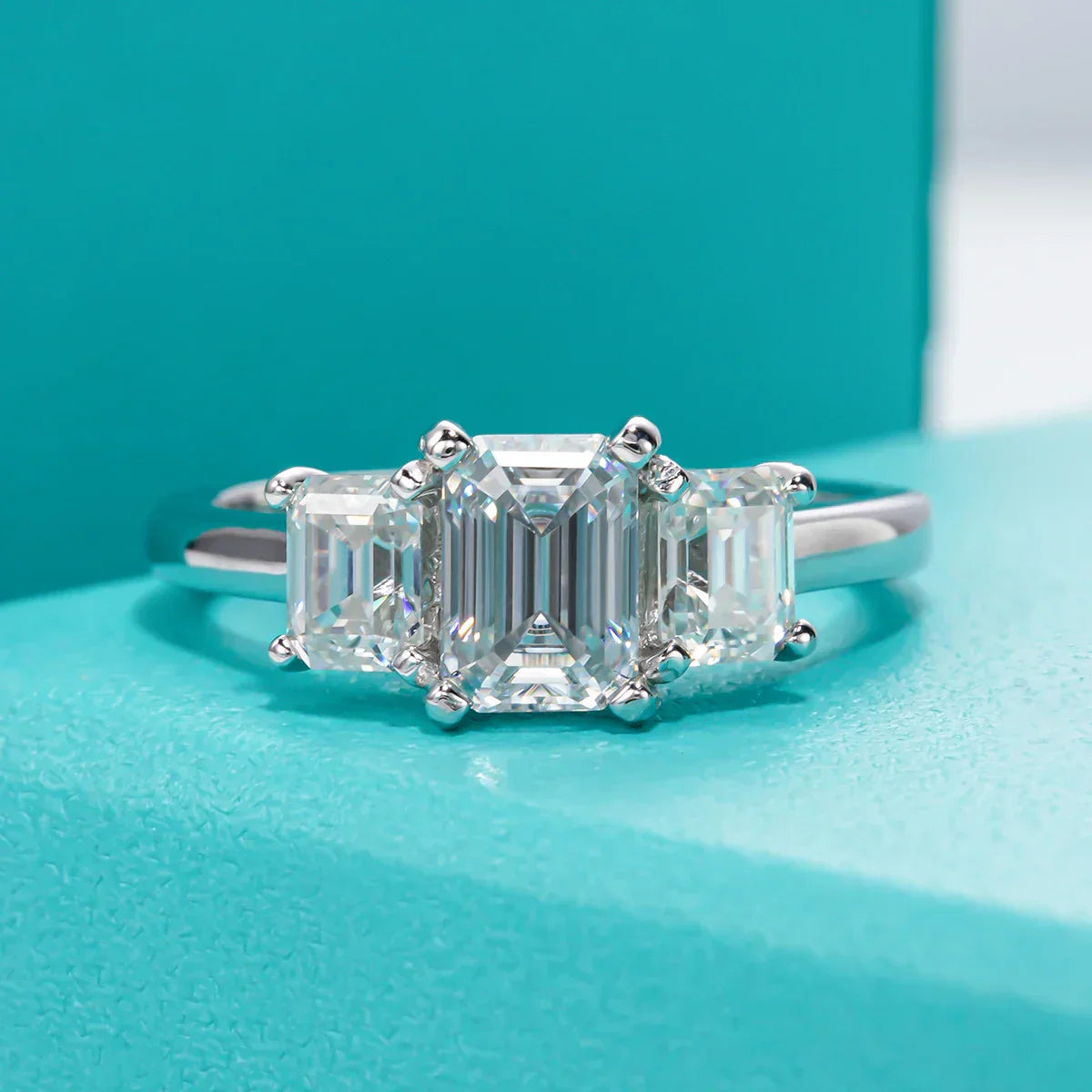 1.8 CTTW Emerald Cut Moissanite Engagement Ring