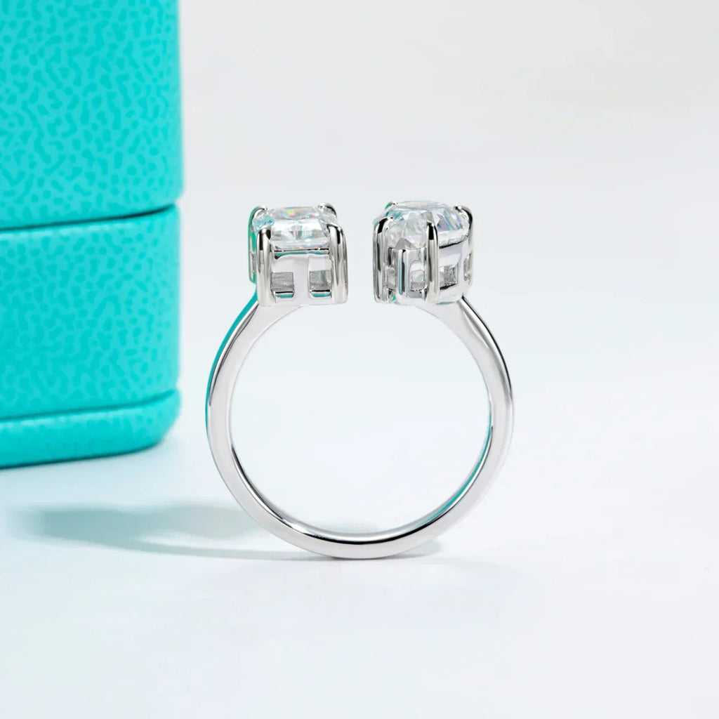 4.5 CTTW Radiant & Pear Cut Twins Moissanite Engagement Ring