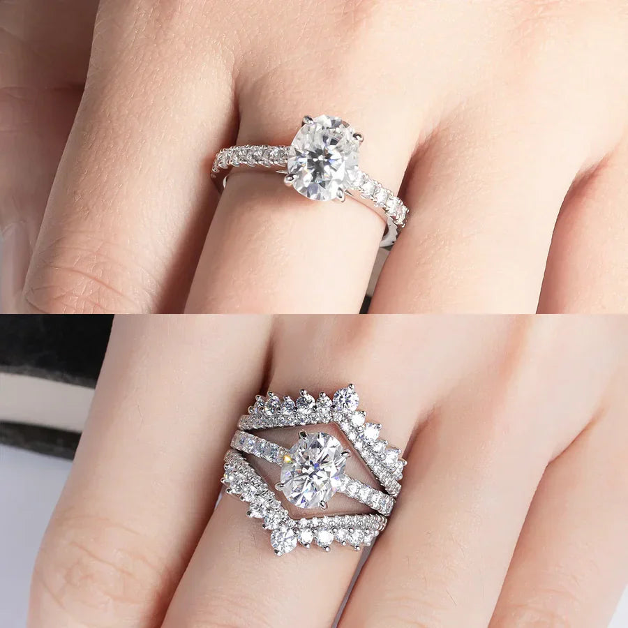 2CT VVS1 Oval Cut Moissanite Engagement Ring
