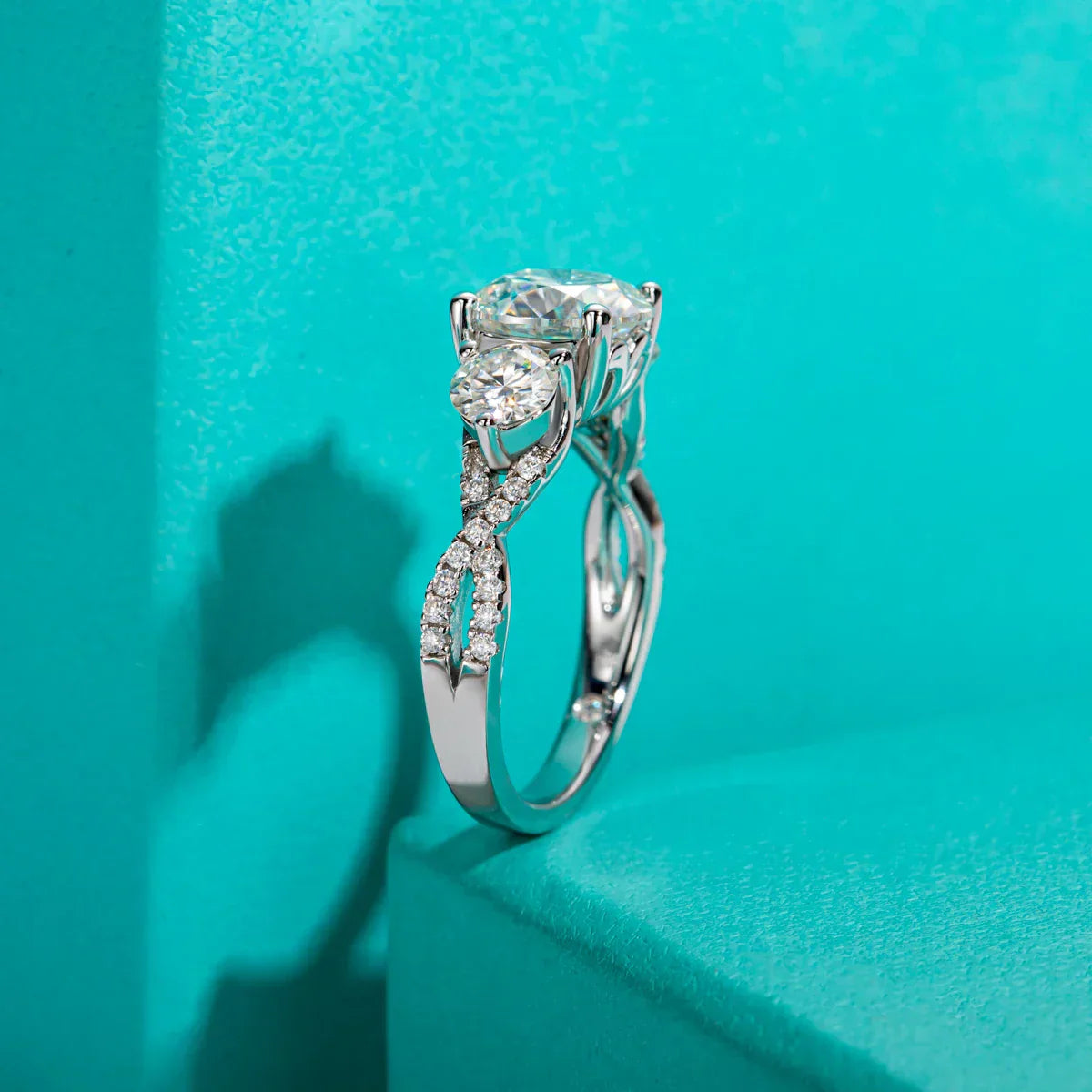 4.25 CTTW 3 Stone Infinity Engagement & Wedding Ring