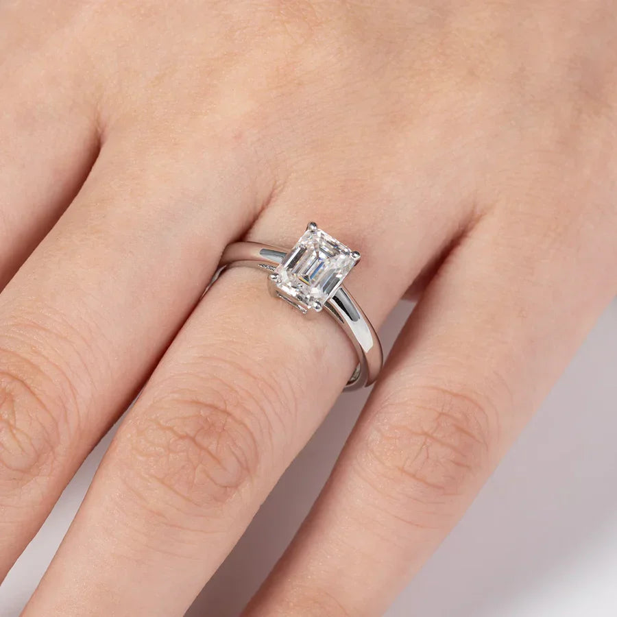 2 CT Emerald Cut Moissanite Engagement Ring