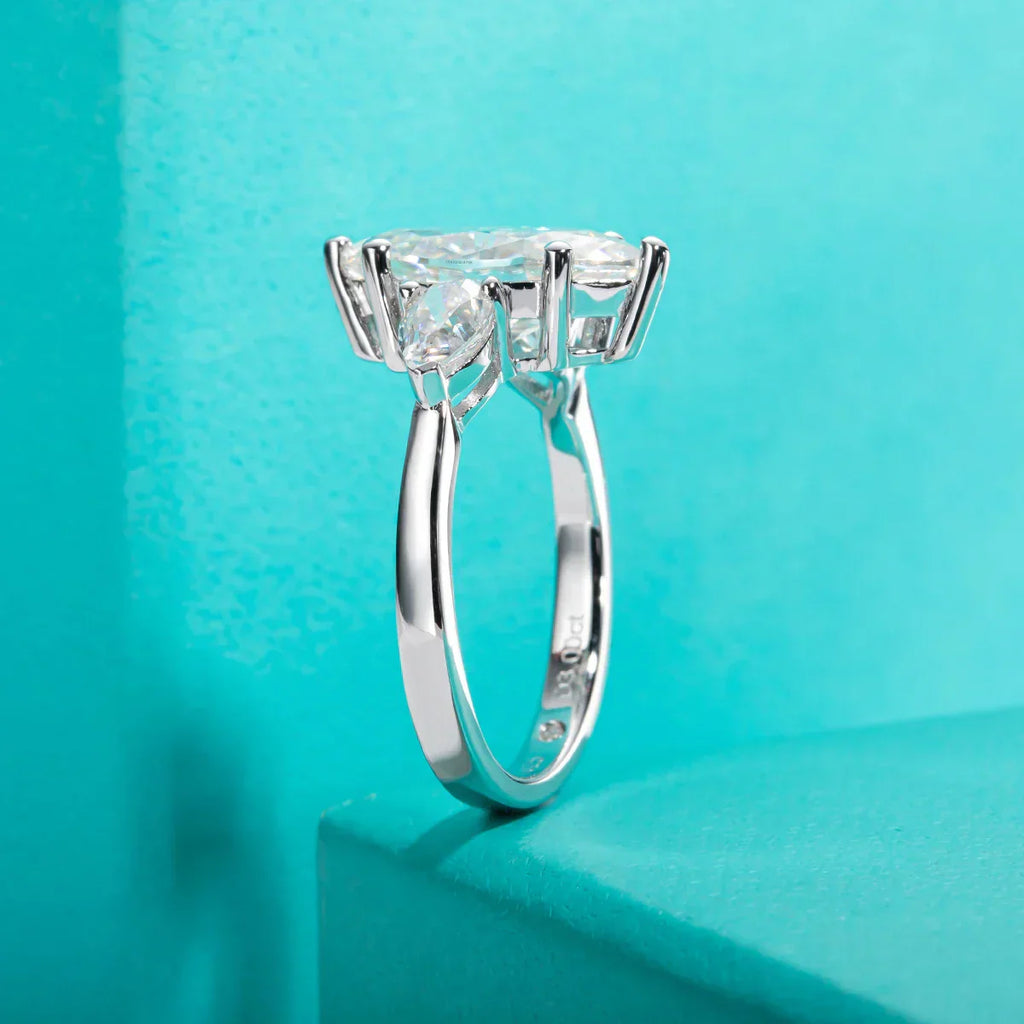 4 CTTW Marquise/Pear Cut Moissanite Engagement Ring