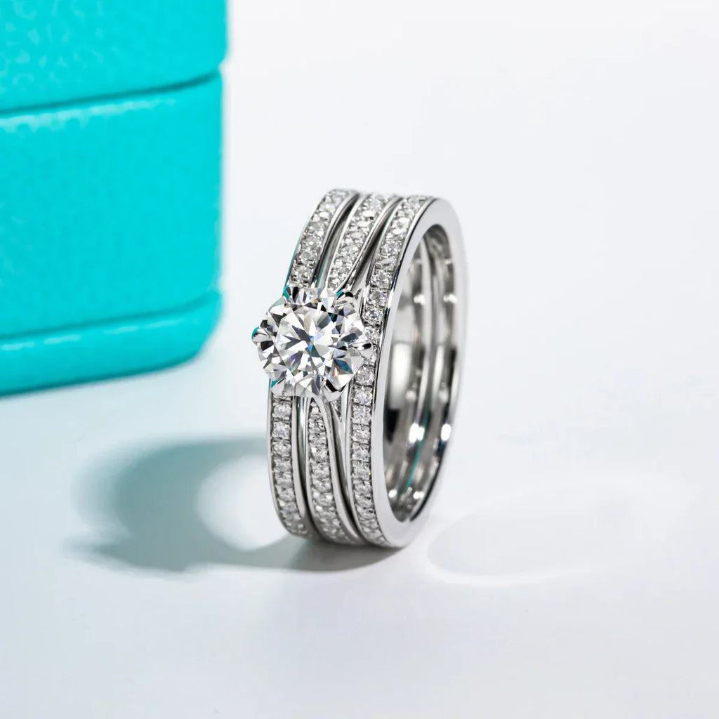 1 CT Moissanite Engagement Bridal Ring Set